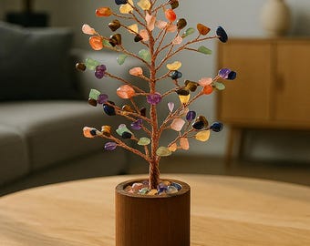 Chakra Crystal Tree – Handmade Gemstone Bonsai Decor (20 cm)