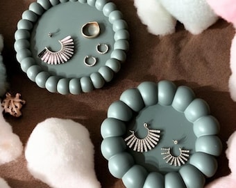 Green Bubble Jewelry Dish Set – Modern Trinket Tray for Rings & Earrings