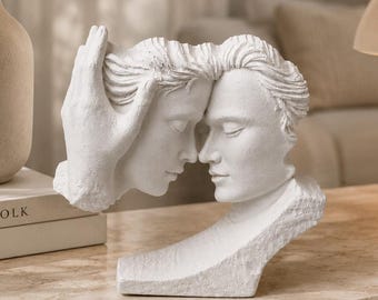 Abstract Couple Sculpture, Minimalist Lovers Statue, Romantic Wedding Anniversary Gift
