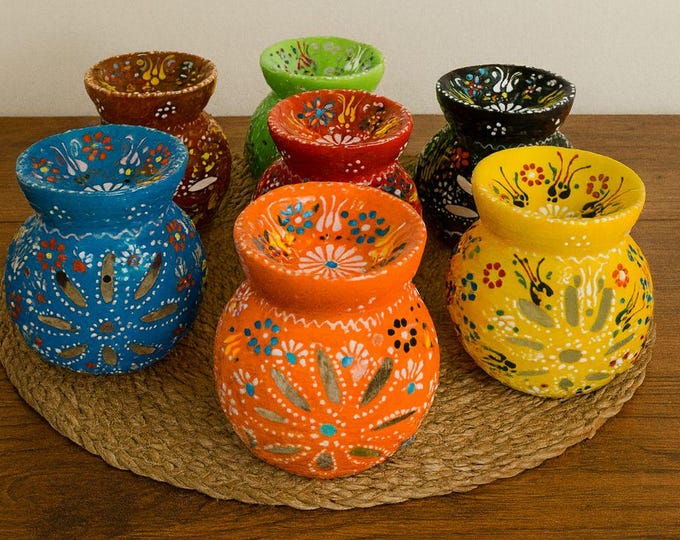 Featured listing image: Colorful Floral Ceramic Oil Burner – Hand Painted Wax Melt Warmer