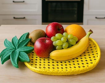 Pineapple Fruit Tray – Yellow Tropical Serving Plate, Summer Kitchen Decor