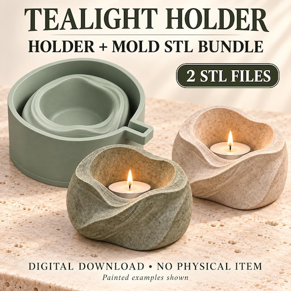 Wavy Tealight Holder STL Files, Organic Master and Silicone Mold Making Box