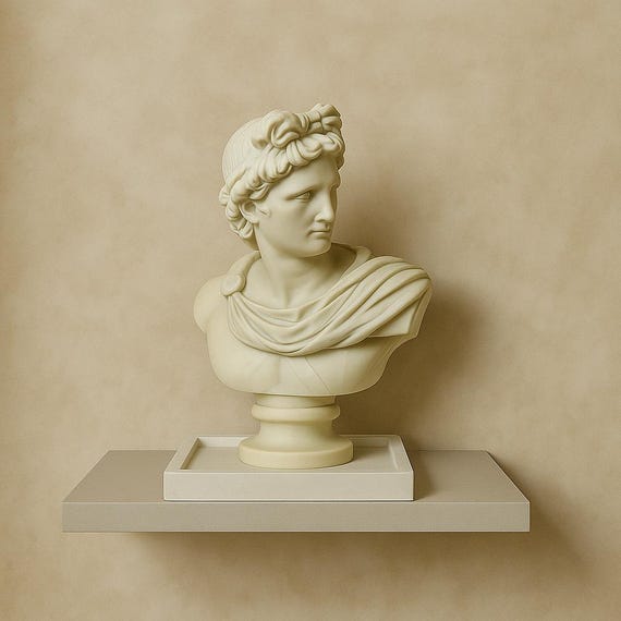 Greek Bust Sculpture – Cream Resin Statue for Shelf Decor (14 cm)