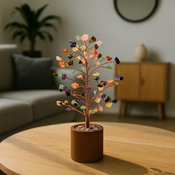 Chakra Crystal Tree – Handmade Gemstone Bonsai Decor (20 cm)