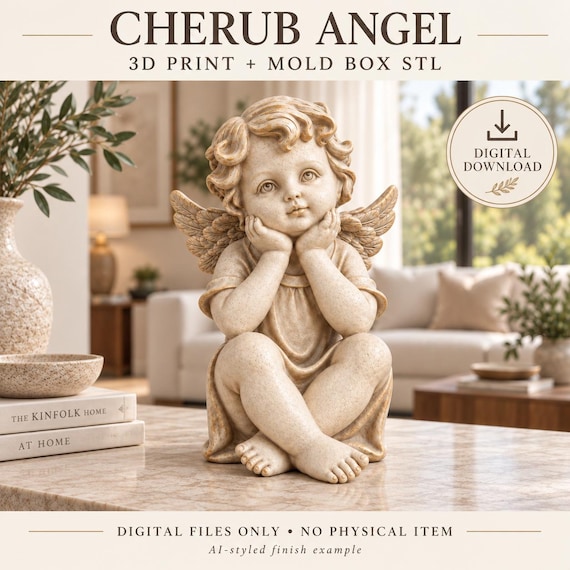Sitting Cherub STL Files, Angel Figurine Master and Silicone Mold Making Set