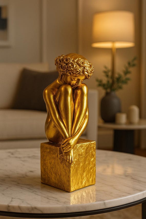 Virgo Woman Statue: Gold, Copper, Silver - Modern Astrology Decor