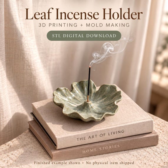Leaf Incense Holder STL Files, Original Model & Silicone Mold Making Set