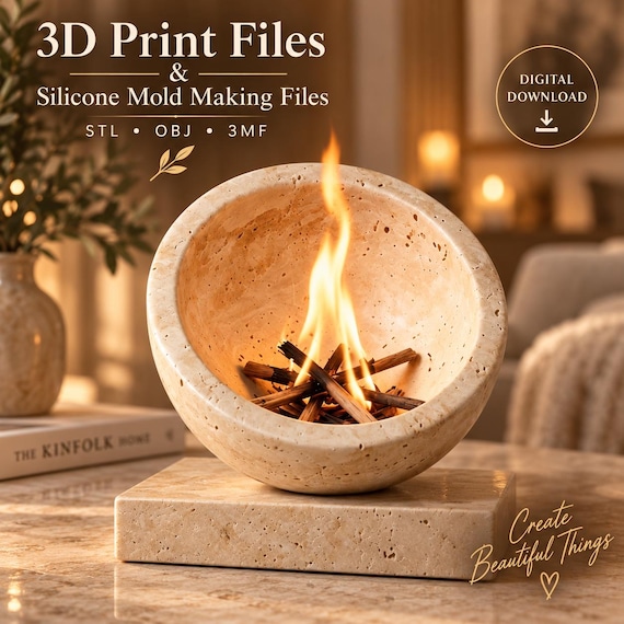 Palo Santo Bowl 3D Print & Silicone Mold Files, STL OBJ 3MF