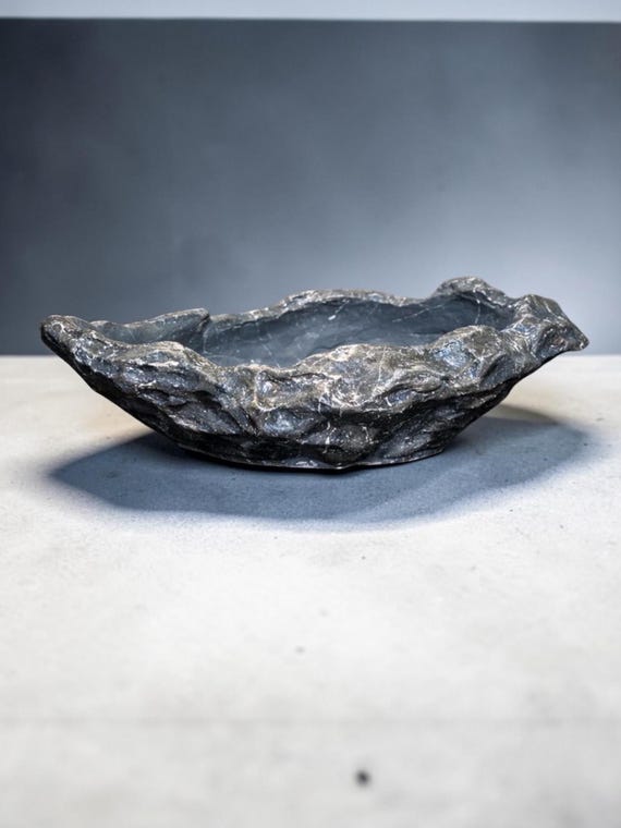 Sculptural Concrete Centerpiece Bowl, Minimalist Coffee Table Decor