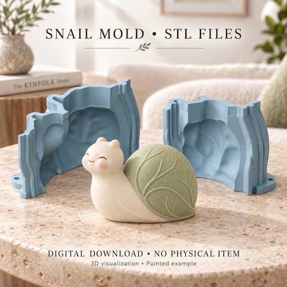 Leaf Shell Snail STL Files, Figurine Master and Silicone Mold Making Set