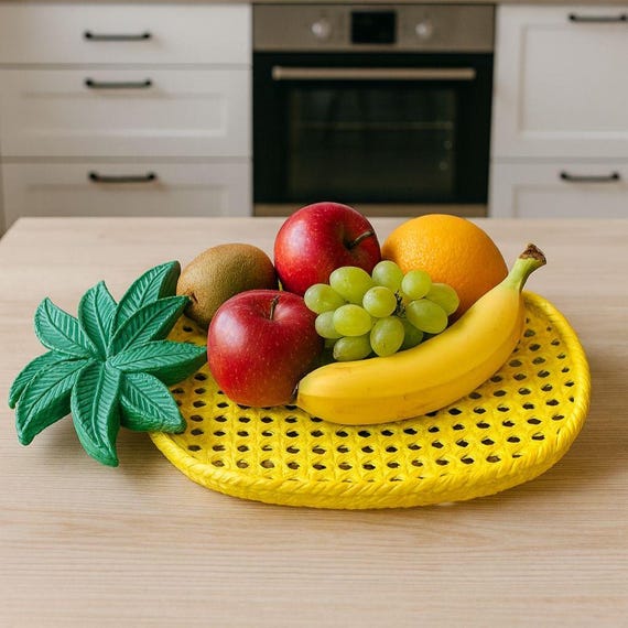 Pineapple Fruit Tray – Yellow Tropical Serving Plate, Summer Kitchen Decor