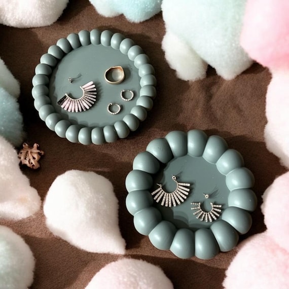 Green Bubble Jewelry Dish Set – Modern Trinket Tray for Rings & Earrings