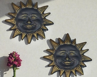 Sun Wall Decor Set – Hand-Painted Concrete Celestial Art