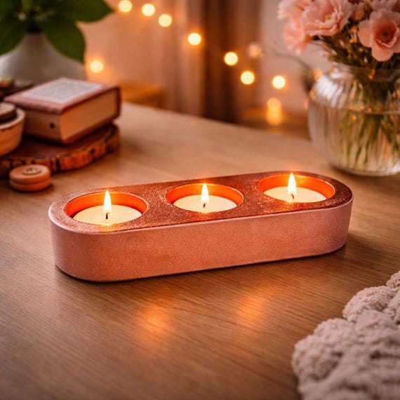 Rustic Tealight Holder Set: Vibrant Orange Glow - Free Tins Included