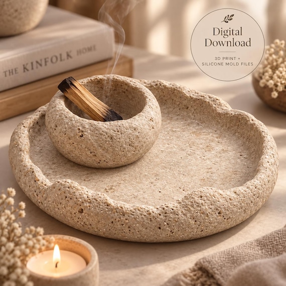Palo Santo Tray STL, Organic Stone-Inspired Incense Holder (Digital Download)