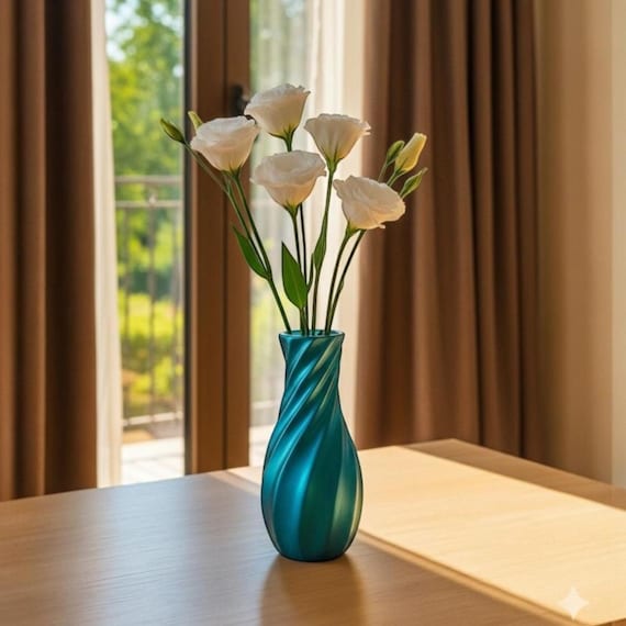 Turquoise Modern Vase – Minimal Shelf Decor
