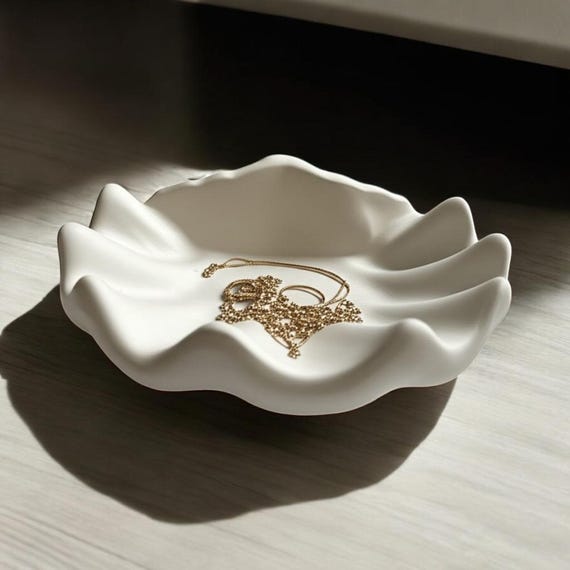 White Seashell Trinket Dish – Oyster Ring Holder Tray