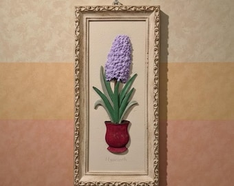 Hyacinth Botanical Wall Plaque – Hand Painted Concrete Art