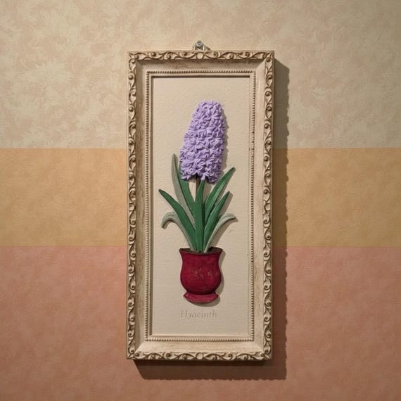 Hyacinth Botanical Wall Plaque – Hand Painted Concrete Art