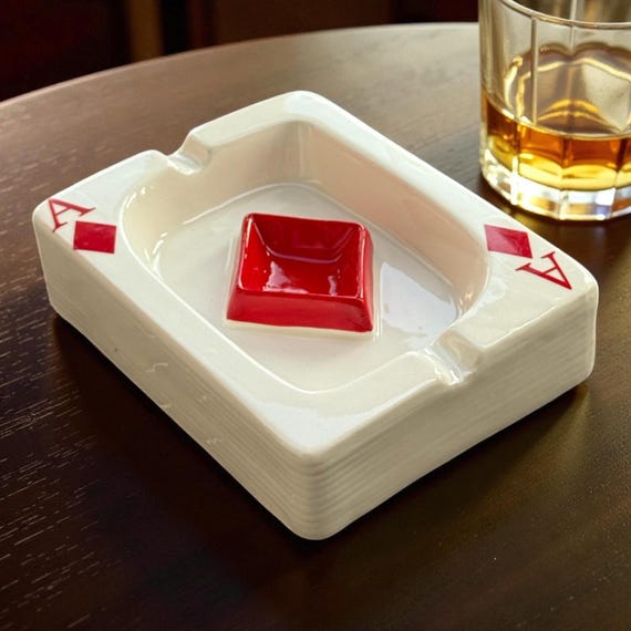 Ceramic Poker Ashtray – Ace of Diamonds Tray