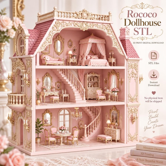 Rococo Dollhouse STL, Baroque Miniature House 3D Print File
