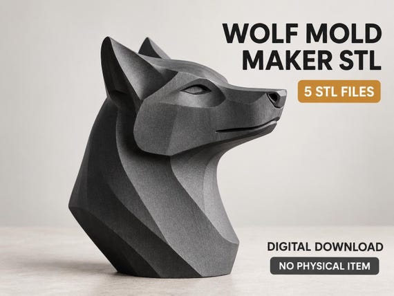 Wolf Mold Making STL Files, Master Base, Two-Part Mold Box and Locking Clips