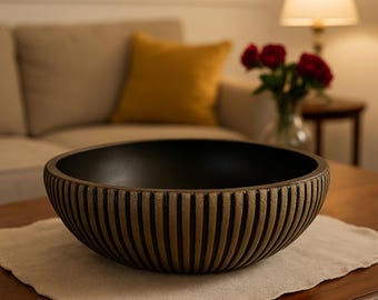 Large Gold Brown Stone Bowl – Textured Table Centerpiece – Modern Decor