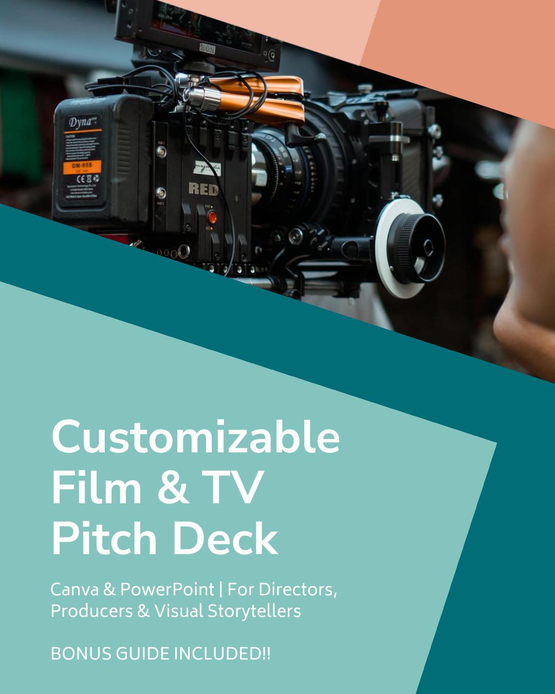 Industry-Grade Film & TV Pitch Deck Template + BONUS 10-Slide Rule Guide – Editable in Canva/PowerPoint, Download Now!