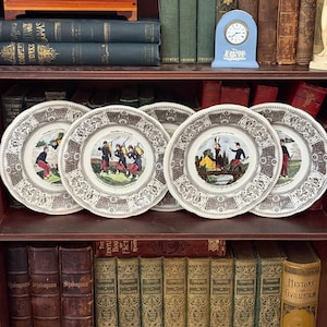 Gien France Military Proverb Plates RARE | Set of 5 | French Ceramic Wall Decor