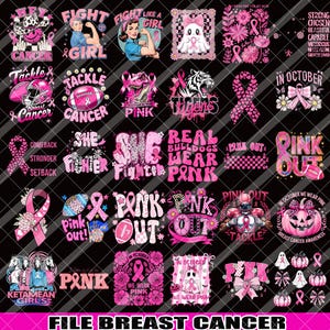 Breast Cancer Bundle Png, In October We Wear Pink Png, Preppy Breast Cancer Png, Pink Ghost png, Football breast cancer png, Pink Ribbon Png