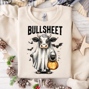 Retro Bullsheet Halloween Png, Moo I Mean Boo Png, Funny Halloween Highland Cow Png, Trendy Cute Cow Shirt Design, Trick Or Treat Png