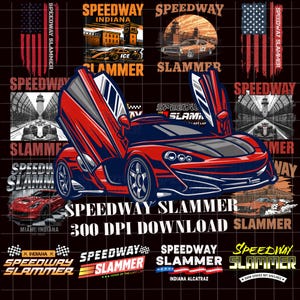 16+Speedway Slammer bundle PNG | Racing Speedometer Graphic | High-Resolution Motorsports Clipart for T-Shirts, Digital Download