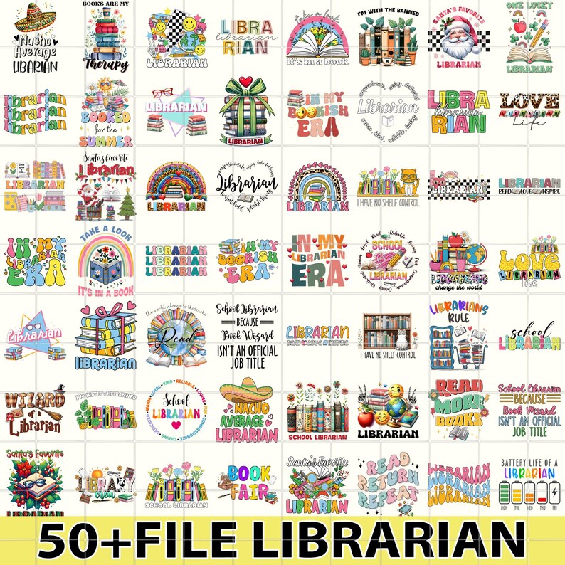 50+ File Librarian PNG Bundle, Library Books School Design, Back to ...
