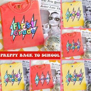 Preppy Back to School PNG Bundle, Hello Kindergarten Pre-K 1st 2d 3d 4th 5th Grades Png, Coquette First day Hand Drawn Teacher Girl