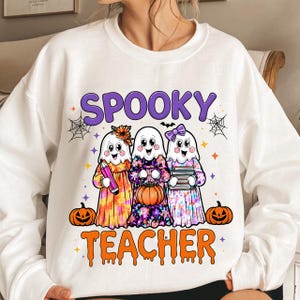 Preppy Gruseliger Lehrer Png, Halloween Png, Süßer Geist Png, Gruselige Saison Png, Retro Halloween Png, Adreppy Halloween Lehrer Png Sublimation