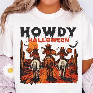 Howdy Halloween PNG, Retro Halloween Png, Funny Halloween PNG, Funny Cowgirl Halloween Shirt Design, Spooky Cute Western Halloween Clipart
