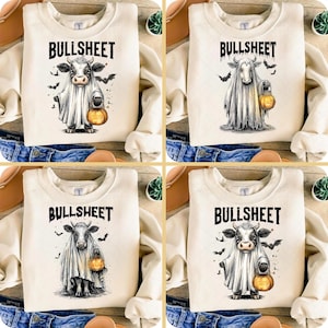 Retro Bundle Bullsheet Halloween Png, Moo I Mean Boo Png, Funny Halloween Highland Cow Png, Trendy Cute Cow Shirt Design, Trick Or Treat Png