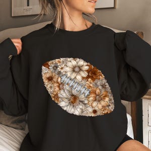 Retro Floral Football Game Day Png, Preppy Fall Floral Football Shirt Png, Girly Autumn Png, Trendy Football Mom Png, Touchdown Season Png