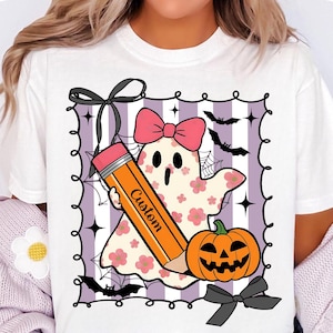 Benutzerdefinierte Halloween Lehrer Png, Halloween Png, Süßer Geist Png, Gruselige Saison Png, Retro Halloween Png, Preppy Gruseliger Lehrer Png Sublimation