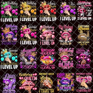 Birthday Queen I Don&#39;t Get Older I Level Up Png Bundle, Red Birthday Queen png, Birthday Girl png, Birthday Diva png, Its My Birthday png
