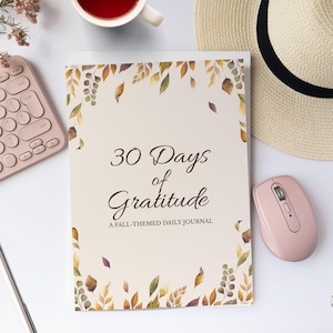 30-Day Fall Gratitude Journal Printable | Autumn Daily Thankfulness Prompts | Mindfulness Self-Care PDF for Reflection and Gifting