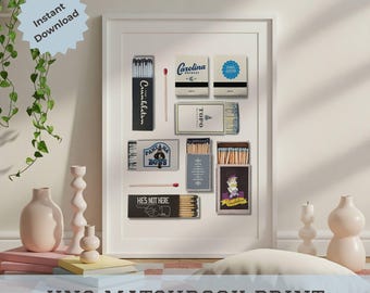 UNC Chapel Hill Bar Art Print: Vintage Matchbook Design (Digital Download)