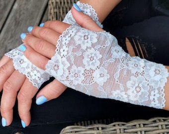 Bluish Green Gloves. Lace Gloves in Light Bluish. Stretch Lace. Fingerless Lace Gloves. Bride, Bridesmaid gloves. Gift For Her.