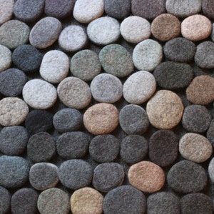 Hand made Rug. Wool Felted Pebbles in Gray shades . Size 90 cm x 50 cm. Made to order. image 1