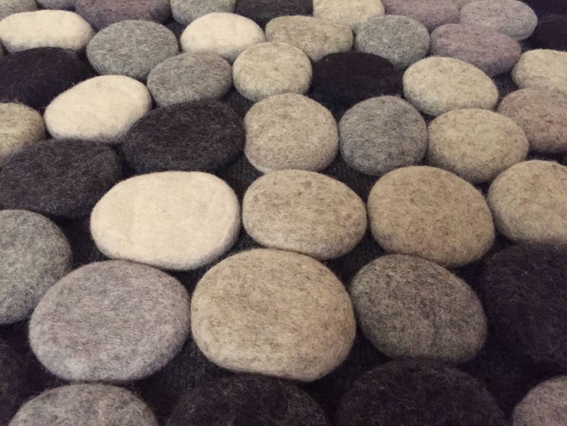 Unique Hand Made Felt Stone Rug. Wool Rug. Gray Shades . Oval Etsy