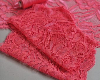 Watermelon Pink Lace Gloves - Fingerless, Stretchy Bridal Gloves