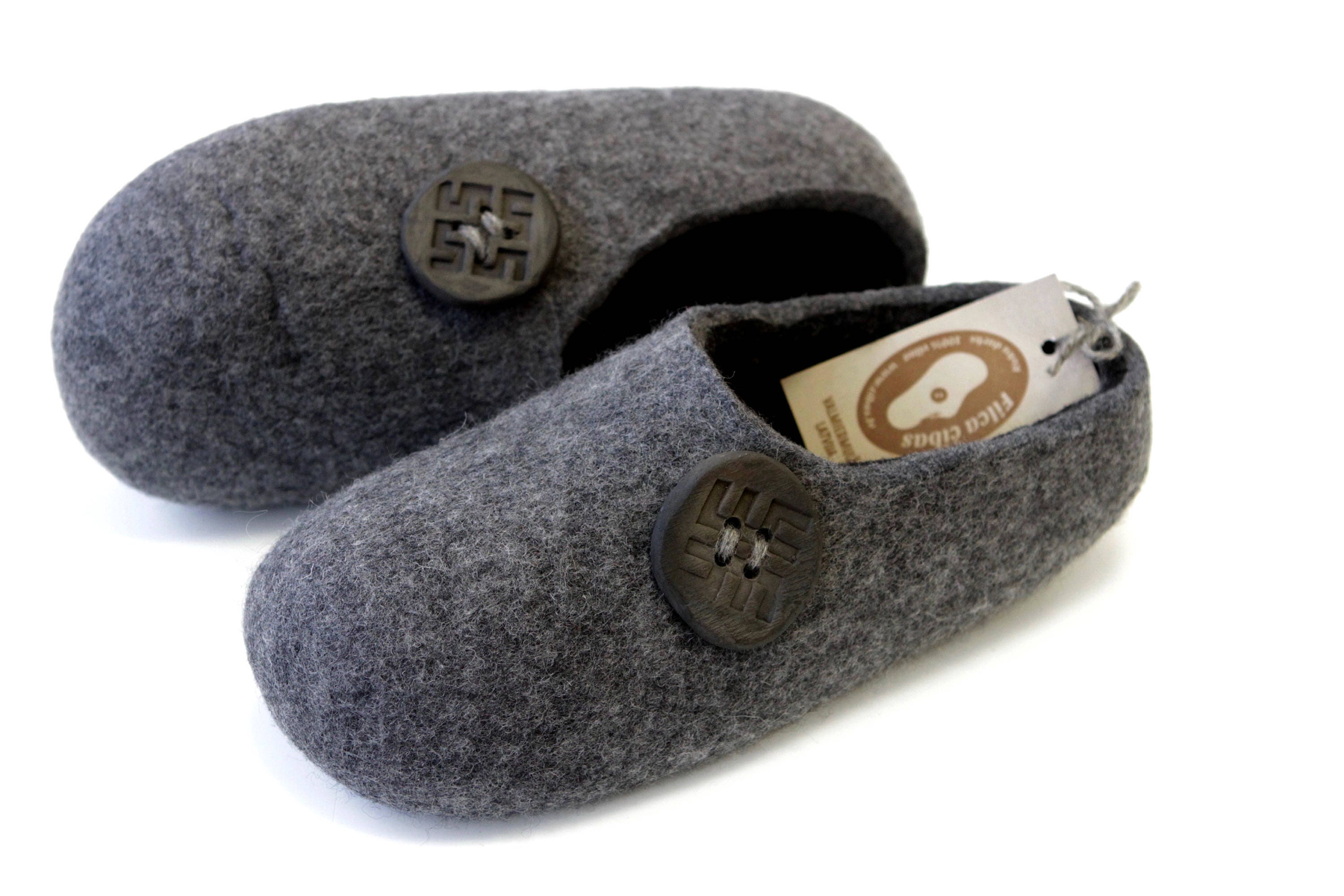 Wool Slippers Gray With Black Gift for - Etsy Singapore