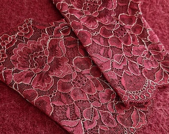 Burgundy Lace Fingerless Gloves, Stretchy Lycra Accessory