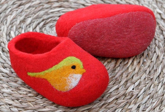 red bird slippers