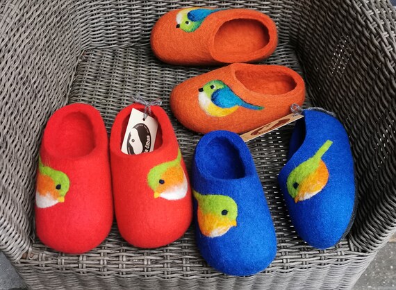 red bird slippers